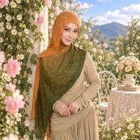 Fabrication sur mesure de hijabs avec imprimé à pois, style ombré, hijabs en modal pour femmes musulmanes, hijab rose à pois