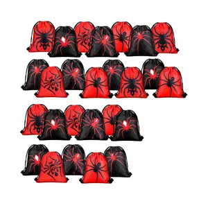 15 pcs aranha web cordão sacos festa decoração aranha goodie saco criança mochila