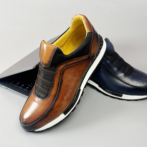 Chaussures habillées en cuir véritable à bout rond, respirantes, pour le bureau, la carrière, toutes saisons, chaussures sportives pour hommes - Product Image 1