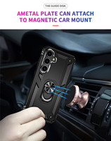 Coque Anti-Choc Pour Samsung Galaxy S24 Housse de Téléphone TPU PC Hybride avec Béquille Anneau Métallique pour Samsung S23 Plus S22 Ultra S21