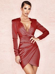 Collezione <span class=keywords><strong>Primavera</strong></span> Abito Mini Modellante Sexy da Donna con Scollo a O, Maniche Lunghe, Guanti, Spalline Imbottite, Lavabile - Product Image 5