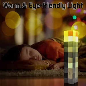Lámpara <span class=keywords><strong>Minecraft</strong></span> LED, luz nocturna, recargable por USB, decoración para dormitorio, lámpara de mesa, fuente de luz, ambiente decorativo, regalo de cumpleaños - Product Image 2