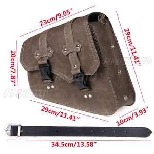 Sacs de selle de moto imperméables, pochette à outils latérale, sacs de rangement en cuir PU avec porte-bouteille, marron vintage universel - Product Image 6