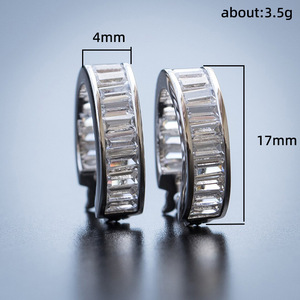 Layered Trapezoid Huggie Earrings for Women Sparkling Geometric Ear Cuff Daily Street Fashion Jewelry - Product Image 5