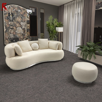 Geometrische Puzzles Sofa-Garnitur aus Samt mit halbkreisförmigen Bögen für offene Räume und kleine Wohnungen