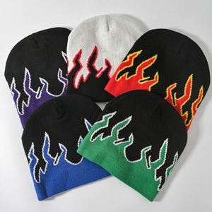 Flame Knitted <b>Hat</b> Male Hip Hop Street Pullover <b>Hat</b> Outdoor Warm Jacquard Cold <b>Hat</b> - Product Image 1