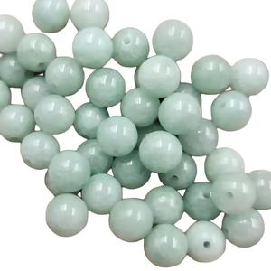 ลูกปัดหยกเจไดต์ธรรมชาติ ลูกปัดหยกสีเขียวทรงกลม สำหรับทำเครื่องประดับ - Product Image 1