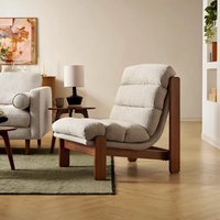 Fauteuil simple de style rétro français haut de gamme en bois de frêne pour salon, balcon, café, mobilier de maison, noyer