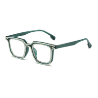 DOISYER-Montura de gafas cuadradas para mujer, decoración de diamantes de imitación, antiluz azul, óptica