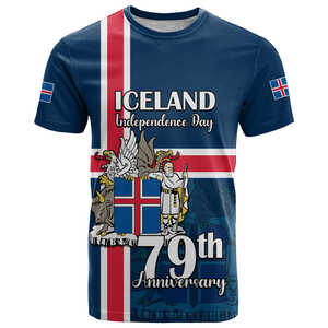 2025 Ijsland Nationale Dag Trots Mannen T-Shirt Promotionele Korte Mouwen Ronde Hals Top Slanke Geweven Ijslandse Onafhankelijkheidsdag - Product Image 1