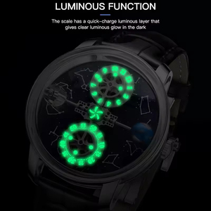 Reloj de Pulsera de Cuero para Hombre, Mecánico, con Diseño de Cuerpos Celestes y Doce Constelaciones, Cristal de Zafiro, Resistente al Agua - Product Image 3