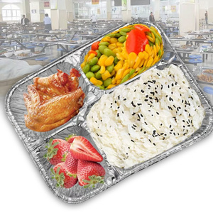 Boîte à repas rectangulaire écologique en aluminium de qualité alimentaire avec couvercle à pression à usage unique - Product Image 5