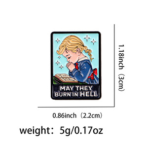 Broche en émail humoristique et sarcaste : Que leurs âmes brûlent en enfer – Épinglette rétro pour fille coquette, humorisme noir, bénédiction torsadée - Product Image 6