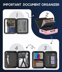 Хит продаж: водонепроницаемый портативный огнеупорный органайзер для документов с замком, наплечным ремнем, жесткий кейс, папка-аккордеон - Product Image 3