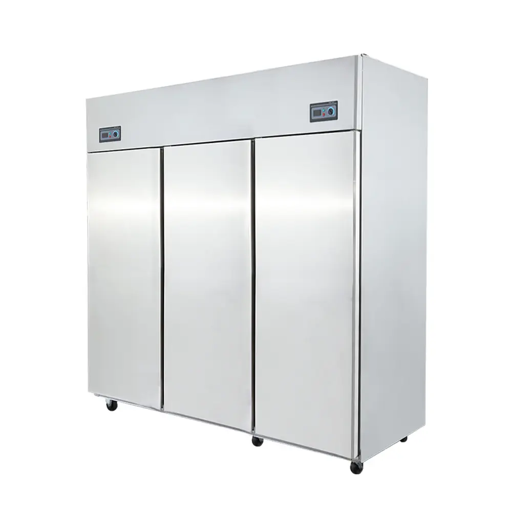 1400-1500L büyük boy üçlü kapı fan soğutma don ücretsiz paslanmaz ayakta soğutucu/dondurucu catering mutfak