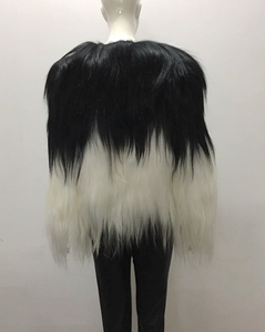 Abrigo de piel de cordero de cabra Real a la moda para mujer YR320, se acepta chaqueta de piel de oveja personalizada, prendas de manga larga en blanco y negro - Product Image 4
