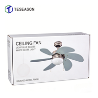 Ventilateur de plafond TS30-6CL 30 pouces avec lumière |   6 pales en MDF, 1 support de lampe E27, commande par cordon, AC50W DC30W 110-240V