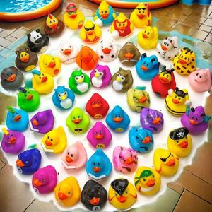 2025 Hot Sale Assorted Animal-printed Rubber Ducks Jeep Ducking Gift Set Weighted Floating Race <b>Bath</b> Toys for Baby Festivals - Product Image 2