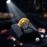 Bague élégante en or 18 carats et plaqué or rose avec pierre de perle pour femme, surface texturée épaisse, bijoux en acier inoxydable résistant à l'eau