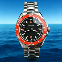 Montre mécanique automatique multifonctionnelle classique OMEGAT pour homme, avec cadran en céramique orange, idéale pour la plongée professionnelle, les trajets quotidiens et les activités de plein air.