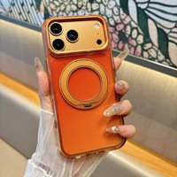 Étui de luxe magnétique rotatif à dégradé avec béquille compatible pour iPhone 18 17 16 Pro Max, motif Coucher de soleil