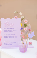 Double panneau de menu en acrylique personnalisé pour mariage Bar et fête modernes Présentoir de bureau Matériau Pmma Emballage en carton