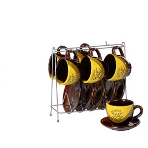 Set di Tazza e Piattino in Ceramica Stile Europeo Vintage con Design <span class=keywords><strong>Turco</strong></span>-Arabo, Origine Cina, per Uso in Caffetteria - Product Image 1