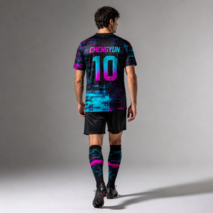 <span class=keywords><strong>Maillot</strong></span> de football à motif glitch cyberpunk, <span class=keywords><strong>maillot</strong></span> de football personnalisé à pixels numériques - Product Image 2