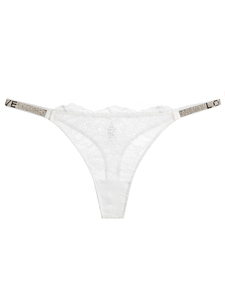 String sexy en dentelle fine avec strass et motif lettres pour usage intime féminin - Lot de six articles - Product Image 5