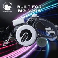 Laisse Réfléchissante Intelligente Rétractable pour Chien avec Lumière LED, Rechargeable par USB, en Nylon, avec Sifflet, pour Grands Chiens, pour la Promenade en Groupe