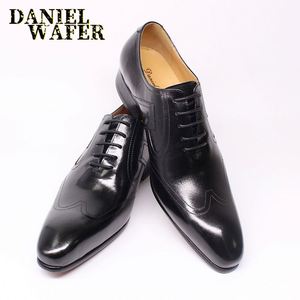 Chaussures Oxford pour hommes de haute qualité, grandes tailles, respirantes, à bout pointu, en cuir de vachette, élégantes, formelles et décontractées - Product Image 1