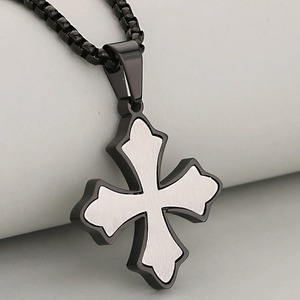 Collar con Colgante de Cruz Fleur De Lis de Acero Inoxidable, Amuleto Religioso Cristiano Multicolor, Regalo con Joyería Hip Hop Punk - Product Image 4