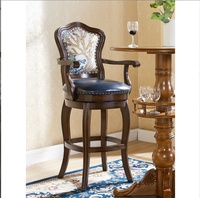 Haut de gamme Antique traditionnel français Louis Style Design chêne en bois chaises hautes bar Restaurant bar tabouret salon salle à manger ensemble