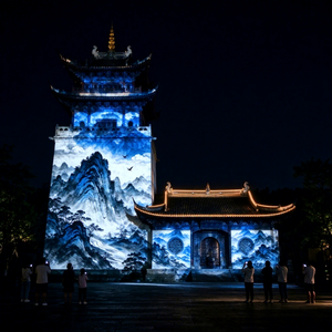 Système de projection holographique extérieur pour les spectacles de cartographie de grands bâtiments et les projections sur façades architecturales - Product Image 1