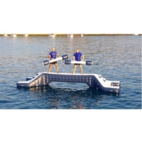 Jeu Aquatique Gonflable - Activité de Fête au Bord de la Piscine ou du Lac pour Enfants et Adultes, Combat Aquatique à Deux Personnes avec Marteau et Barre d'Équilibre