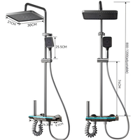 Système de douche thermostatique de conception nouvelle 2026, touches piano, aluminium spatial, eau froide et chaude, pluie douce, modes de pause, ensemble de robinets de douche