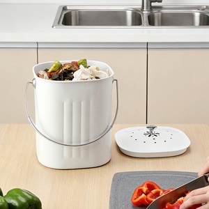 White Rectangular Food Waste Storage Bucket With Lid For <b>Kitchen</b> Indoor Use - Product Image 5