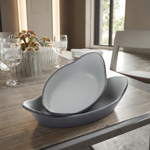 De alta calidad de 8,8 pulgadas, nuevo gris y negro barco forma de servir de melamina paltas conjuntos - Product Image 4