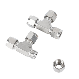 Conectores en T de Latón Mecanizados por CNC, Lisos, de 1/8", 1/4", 3/8", 1/2", 6mm, 8mm, 10mm, 12mm, con Doble Férula de Compresión Hidráulica - Product Image 1