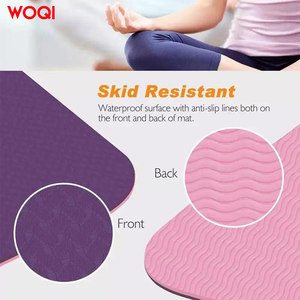 Tapis de yoga Woqi, épaisseur 6 mm, matériau TPE, rectangulaire, pour la remise en forme à domicile et le remodelage corporel, usage universel, violet lavande - Product Image 3