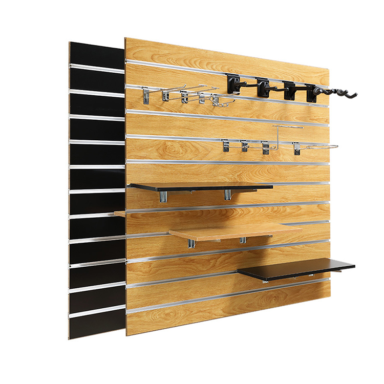 Kainice Discount exterior slat wall size custom slat wall shelves Retail Store fibreboards wood slatwall panels slatwall display