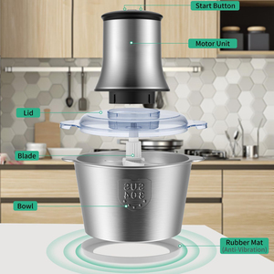 Picadora de Carne Eléctrica con 4 Cuchillas de Acero Inoxidable, 300W, Capacidad de 1.1-2L, Segura y Portátil para Carne, Frutas, Verduras y Nueces - Product Image 3