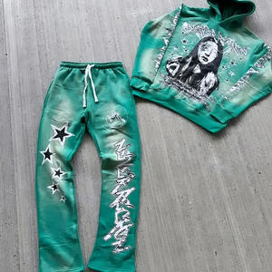 Sudadera con capucha fabricante 100% algodón Streetwear peso pesado ácido lavado pulóver desgastado Dtg estampado pantalones de chándal y conjunto con capucha - Product Image 2