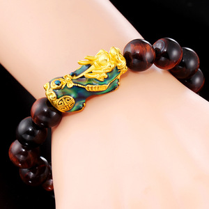 Luxe Richesse <span class=keywords><strong>Pixiu</strong></span> Piyao <span class=keywords><strong>Bracelet</strong></span> 12mm Oeil De Tigre Perles Vert Jade <span class=keywords><strong>Obsidienne</strong></span> Pierres Précieuses <span class=keywords><strong>Feng</strong></span> <span class=keywords><strong>Shui</strong></span> <span class=keywords><strong>Bracelet</strong></span> pour Hommes - Product Image 5