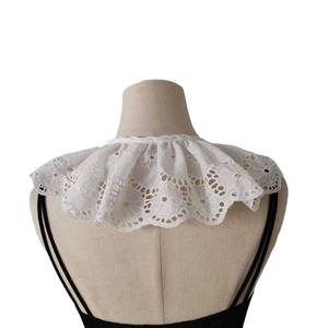 थोक सफेद शिफॉन कढ़ाई गर्दन डिजाइन कॉलर महिला फीता कॉलर सजावट कॉलर - Product Image 2