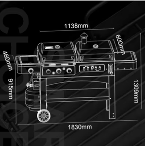 Barbecue Four De Cuisson Fer Gaz Charbon Grill avec Revêtement En Poudre pour Kebab Poêle Fumeur <span class=keywords><strong>Cheminée</strong></span> Barbecue À Double Usage - Product Image 2