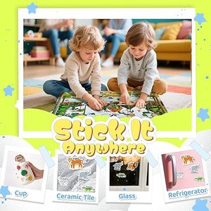 6 sets de livres d'autocollants réutilisables gonflés pour tout-petits de 2 <span class=keywords><strong>à</strong></span> 4 ans, 4 grandes pages par set, 240 autocollants imperméables faciles <span class=keywords><strong>à</strong></span> nettoyer en silicone - Product Image 4