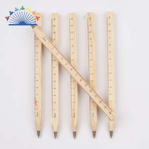 Papelería de Estilo Nuevo, Regla de Madera Hecha a Mano, Diseño Ecológico, Manualidades, Bolígrafo Multifunción, Logotipo Personalizado, Negro/Azul - Product Image 6