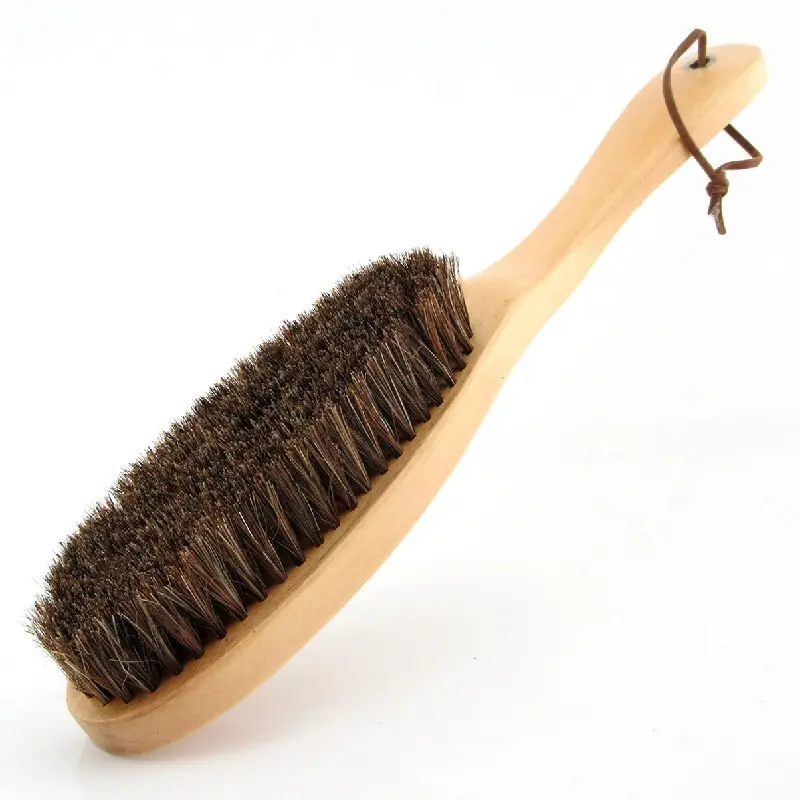 New design wooden handle 100% horse hair bristles cleaning brush All Natural Bristles brush for clothes hat and bed