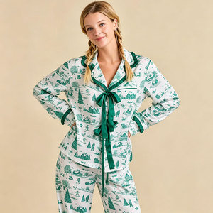 Holiday Pajamas <b>for</b> Women Cotton Bamboo <b>Knit</b> Christmas Sleepwear Set Women's Night Suits Bamboo Pajamas <b>For</b> Women Sleepwear Pjs - Product Image 1